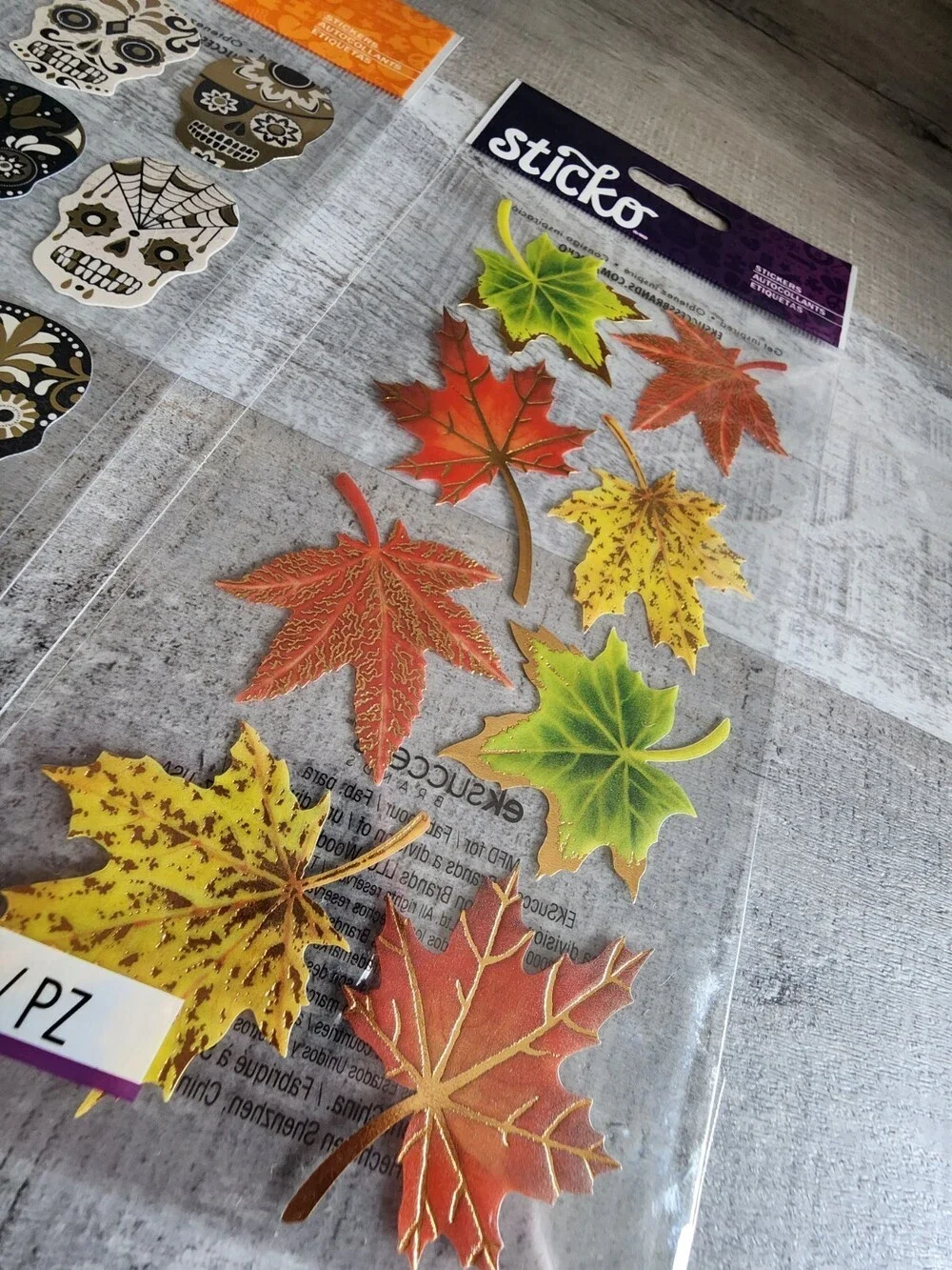 Scrapbook Stickers LOT Day of the Dead Skulls Autumn + Sticko Retired NEW #34